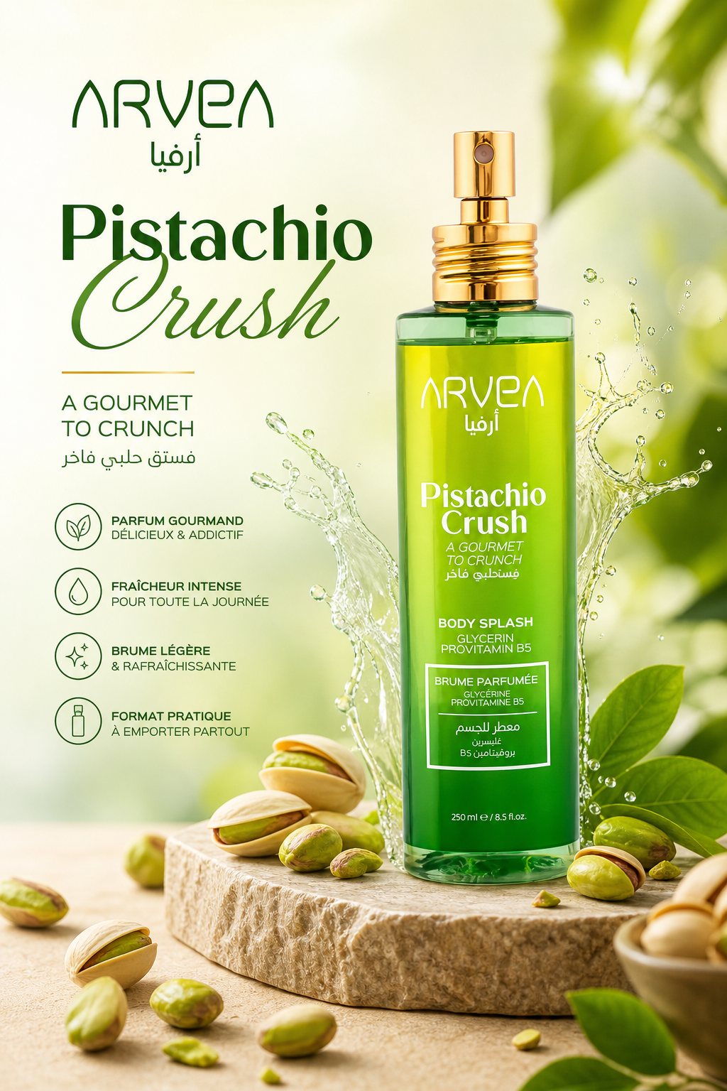 Texture du Body Splash Pistachio Crush ARVEA