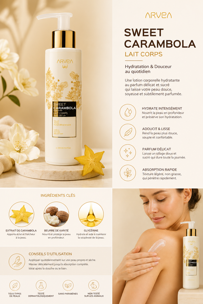 Texture du lait corps ARVEA Sweet Carambola