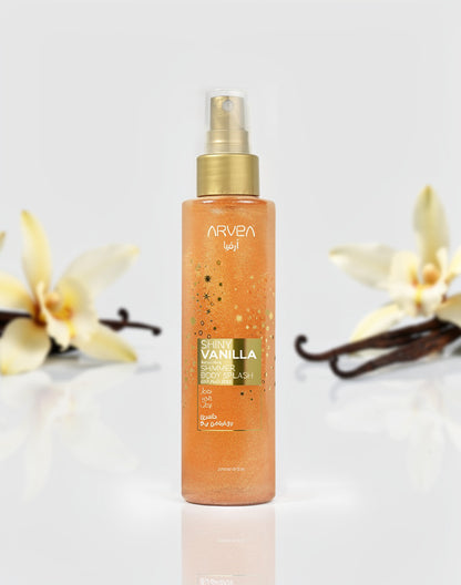 Application du Body Splash Shiny Vanilla ARVEA sur la peau